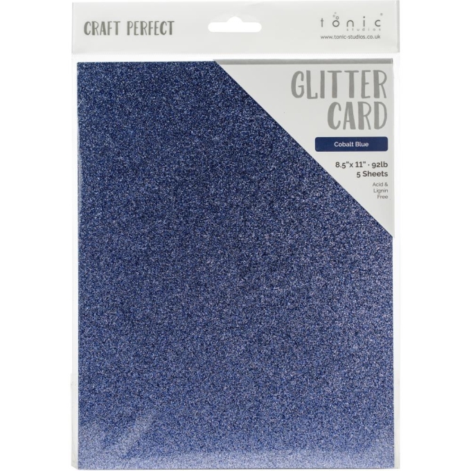 Craft Perfect sillerdav glitterkartong, Cobalt Blue